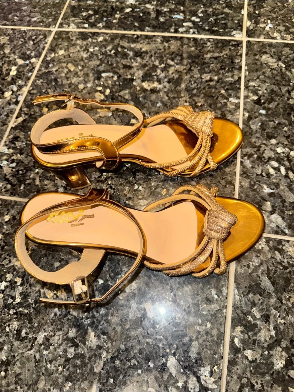 Metallic Gold Women's Knot Strap Sandals